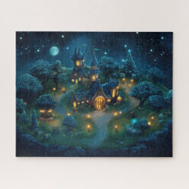 Fantasy Village gloeiend met warme lantaarns Legpuzzel