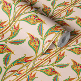 Fantasy Vine van rode, groene, gouden bladeren op  Behang