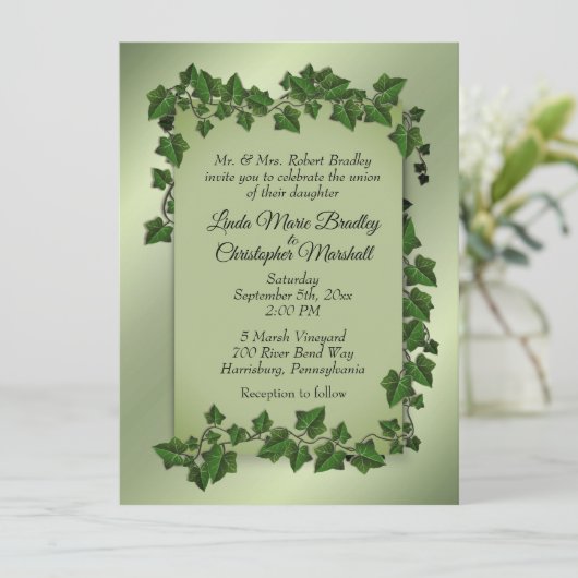 Fantasy Vines Wedding Invitation Kaart (Staand voorkant)