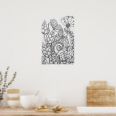 Fantasy vlinder, bloem Kleurend poster 16 "x24" (Keuken)