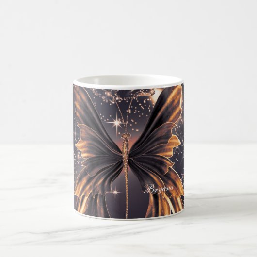 Fantasy Vlinder Goud Glitter Koffiemok (Center)