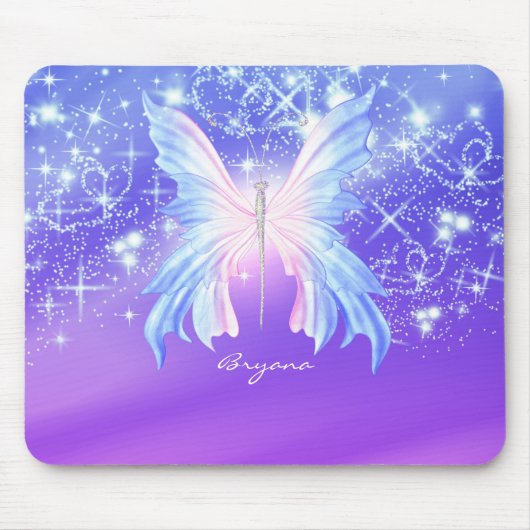 Fantasy Vlinder Roze & Paarse Glans Muismat (Voorkant)