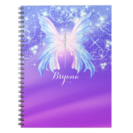 Fantasy Vlinder Roze & Paarse Glans Notitieboek (Voorkant)