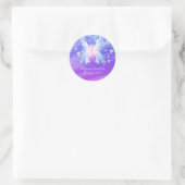 Fantasy Vlinder Roze & Paarse Glans Ronde Sticker (Tas)