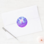 Fantasy Vlinder Roze & Paarse Glans Ronde Sticker (Envelop)
