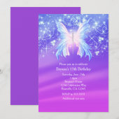 Fantasy Vlinder Roze & Paarse Glitter Feest Kaart (Voorkant / Achterkant)