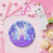 Fantasy Vlinder Roze & Paarse Glitters Papieren Bordje (Feest)