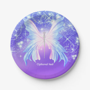 Fantasy Vlinder Roze & Paarse Glitters Papieren Bordje