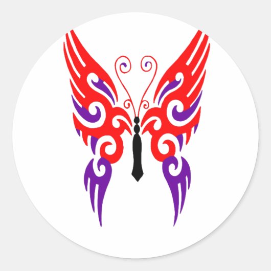 Fantasy vlinder tattoo ronde sticker (Voorkant)
