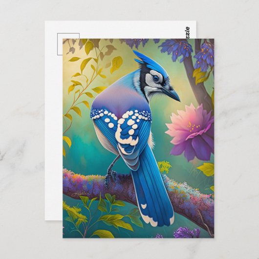 Fantasy Vogels Blauwe Jay Briefkaart (Voorkant / Achterkant)