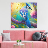 Fantasy Vogels Blauwe Jay Canvas Afdruk (Insitu (Woonkamer))