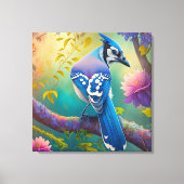Fantasy Vogels Blauwe Jay Canvas Afdruk (Voorkant)