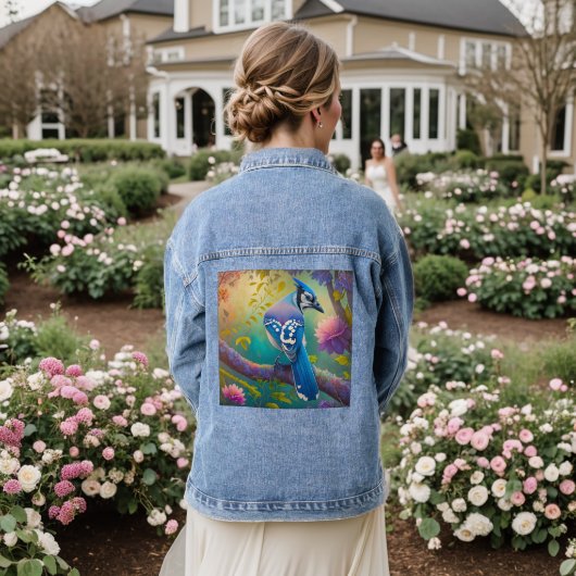 Fantasy Vogels Blauwe Jay Denim Jacket (Huwelijk Achterkant)