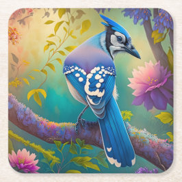 Fantasy Vogels Blauwe Jay Kartonnen Onderzetters