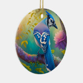 Fantasy Vogels Blauwe Jay Keramisch Ornament (Rechts)