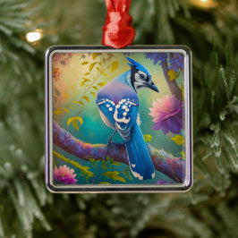 Fantasy Vogels Blauwe Jay Metalen Ornament