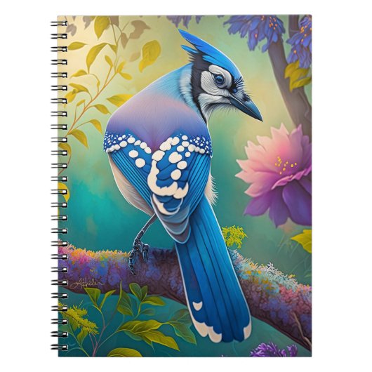 Fantasy Vogels Blauwe Jay Notitieboek (Voorkant)