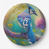 Fantasy Vogels Blauwe Jay Papieren Bordje (Voorkant)