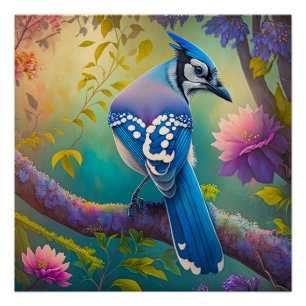 Fantasy Vogels Blauwe Jay Perfect Poster