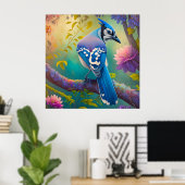 Fantasy Vogels Blauwe Jay Poster (Thuiskantoor)