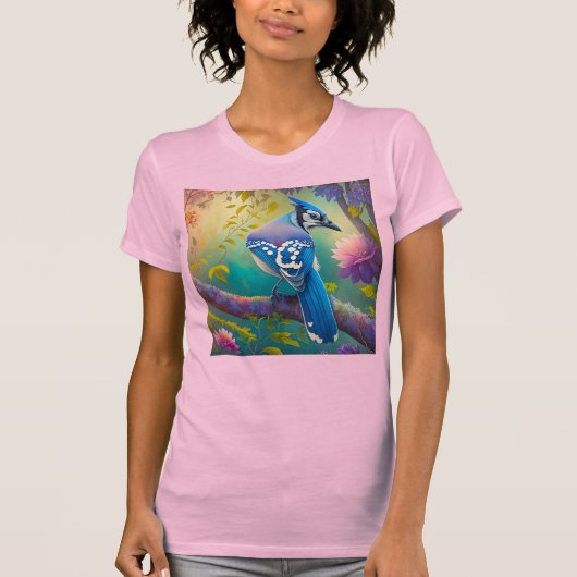 Fantasy Vogels Blauwe Jay T-shirt (Voorkant)
