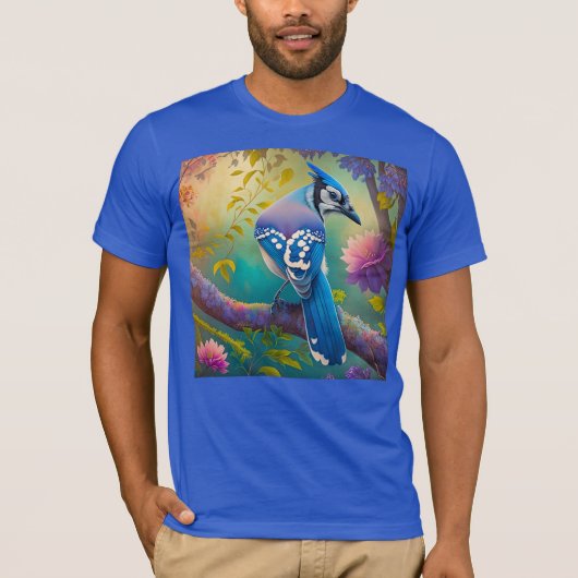 Fantasy Vogels Blauwe Jay T-shirt (Voorkant)