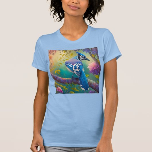 Fantasy Vogels Blauwe Jay T-shirt (Voorkant)