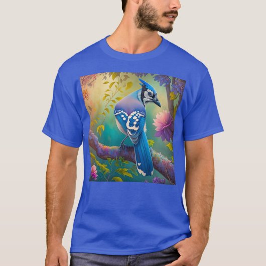 Fantasy Vogels Blauwe Jay T-shirt (Voorkant)