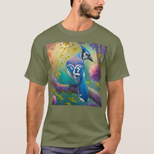 Fantasy Vogels Blauwe Jay T-shirt (Voorkant)