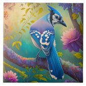 Fantasy Vogels Blauwe Jay Tegeltje (Voorkant)