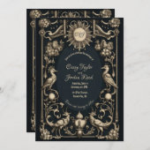 Fantasy Vogels Gotische bruiloft uitnodiging donke (Voorkant / Achterkant)