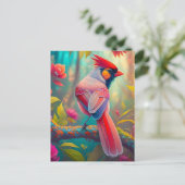 Fantasy Vogels Mannelijk Kardinaal Briefkaart (Staand voorkant)