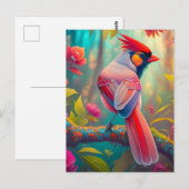 Fantasy Vogels Mannelijk Kardinaal Briefkaart (Voorkant / Achterkant)