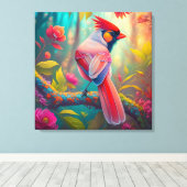 Fantasy Vogels Mannelijk Kardinaal Canvas Afdruk (Insitu (Houten vloer))