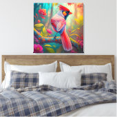 Fantasy Vogels Mannelijk Kardinaal Canvas Afdruk (Insitu (Slaapkamer))