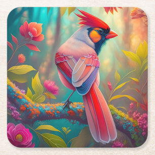 Fantasy Vogels Mannelijk Kardinaal Kartonnen Onderzetters