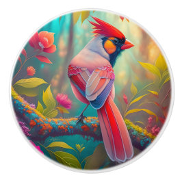 Fantasy Vogels Mannelijk Kardinaal Keramische Knop
