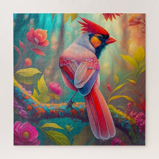 Fantasy Vogels Mannelijk Kardinaal Legpuzzel (Verticaal)