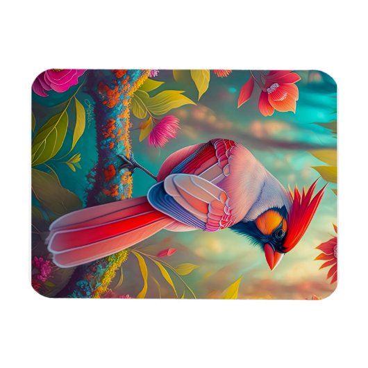 Fantasy Vogels Mannelijk Kardinaal Magneet (Horizontaal)