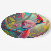 Fantasy Vogels Mannelijk Kardinaal Papieren Bordje (Gekanteld)