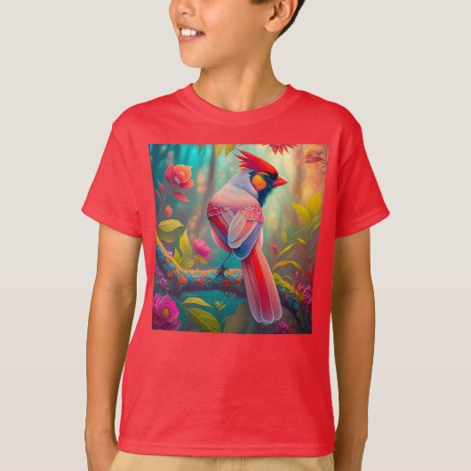 Fantasy Vogels Mannelijk Kardinaal T-shirt (Voorkant)