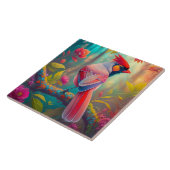 Fantasy Vogels Mannelijk Kardinaal Tegeltje (Zijkant)