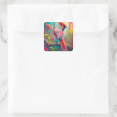 Fantasy Vogels Mannelijk Kardinaal Vierkante Sticker (Tas)