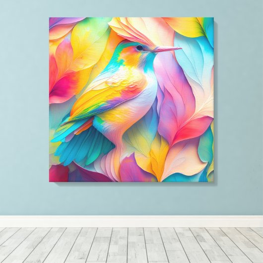 Fantasy Vogels Zijde Vogel Canvas Afdruk (Insitu (Houten vloer))