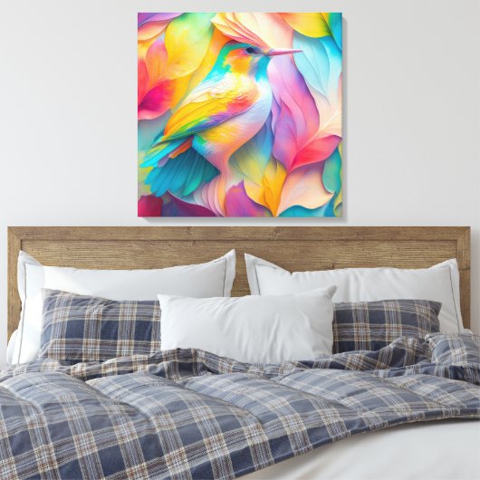 Fantasy Vogels Zijde Vogel Canvas Afdruk (Insitu (Slaapkamer))