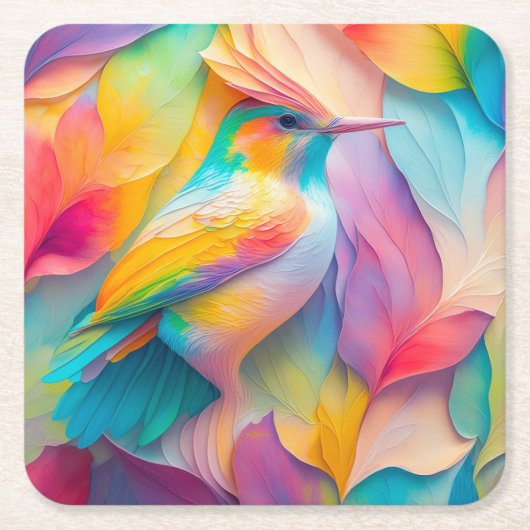 Fantasy Vogels Zijde Vogel Kartonnen Onderzetters (Voorkant)