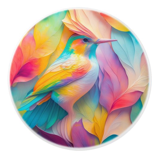Fantasy Vogels Zijde Vogel Keramische Knop (Voorkant)