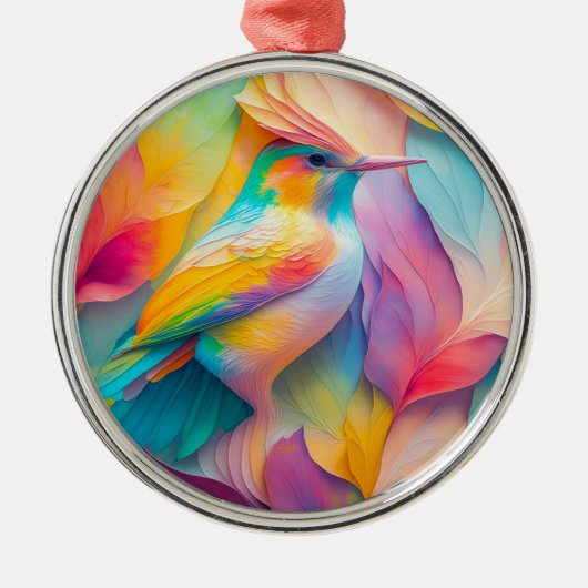 Fantasy Vogels Zijde Vogel Metalen Ornament (Voorkant)