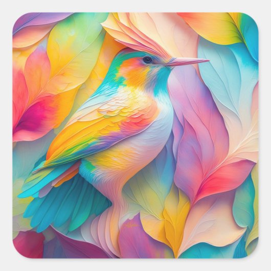Fantasy Vogels Zijde Vogel Vierkante Sticker (Voorkant)