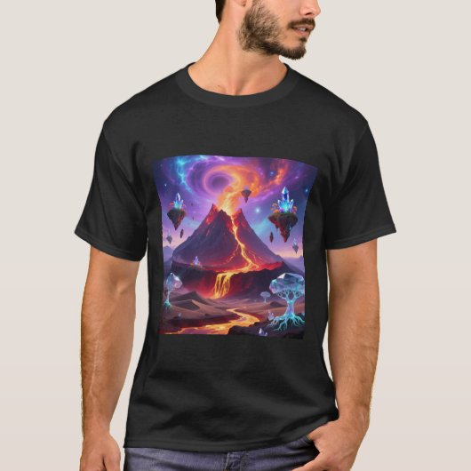 Fantasy Volcano World T-Shirt (Voorkant)
